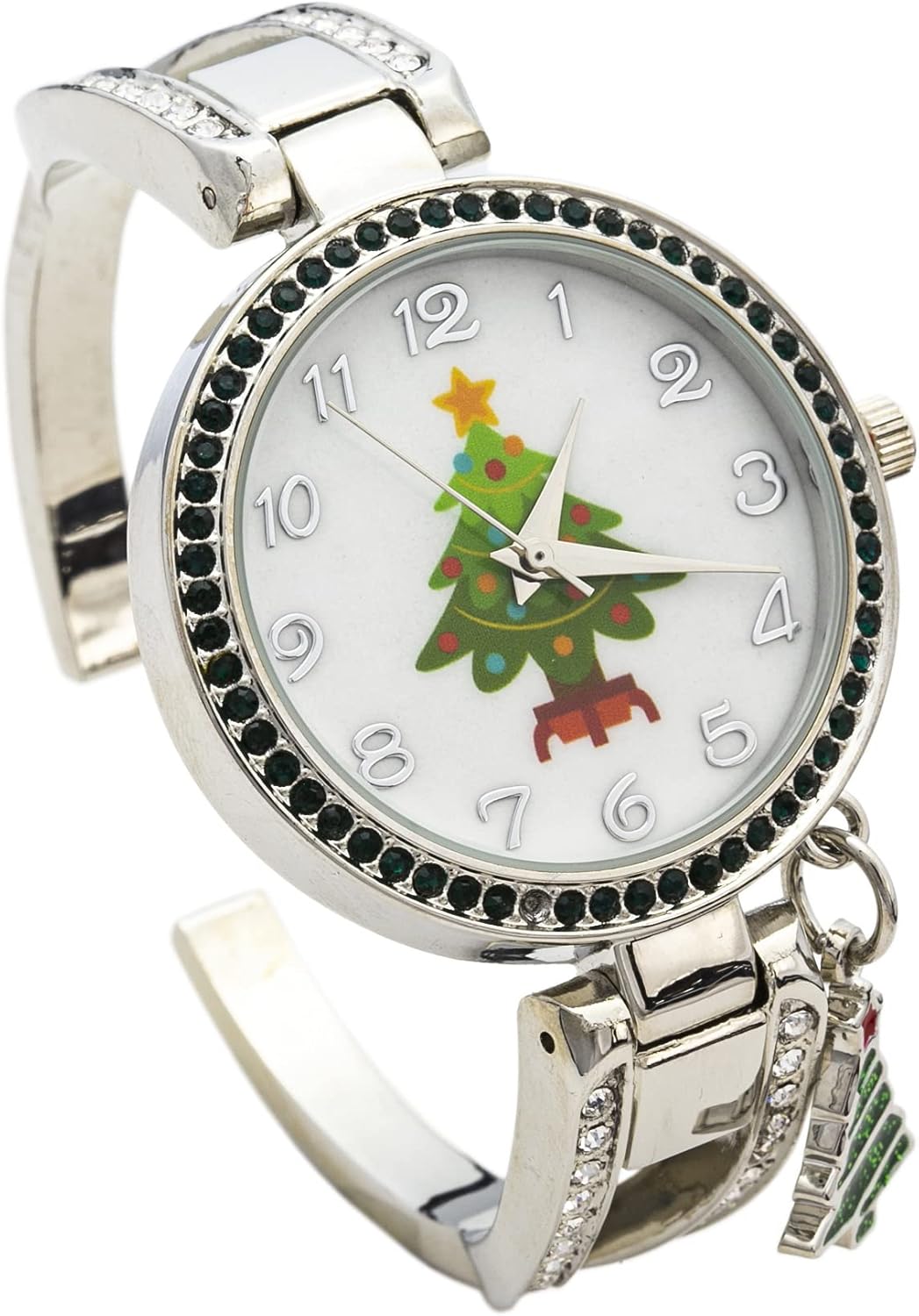 Blekon Collections Women's 34mm Case Rhinestone Dial Metal Cuff Bangle Watch
