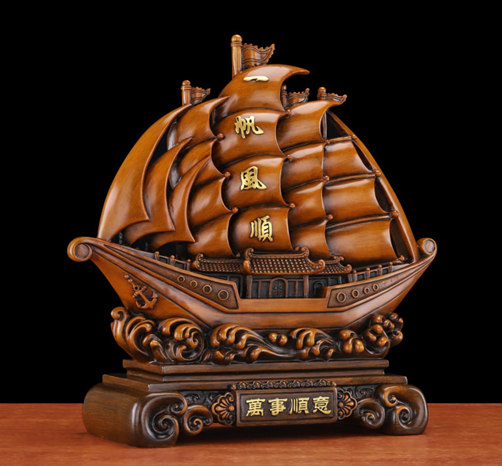 Gran estatua de velero, adorno Feng Shui para el éxito y la fortuna.