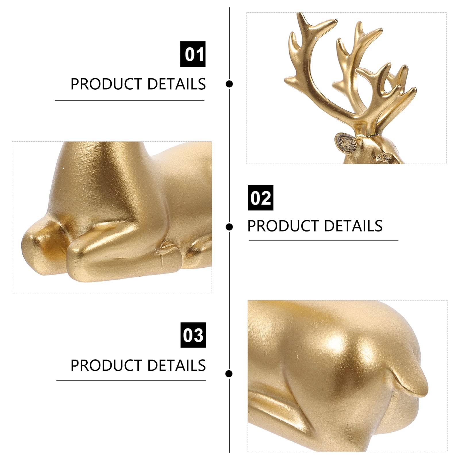 2 Goldene Rentier-Figuren Aus Harz – Sitzend & Stehend Als Weihnachtsdeko Für Zuhause
