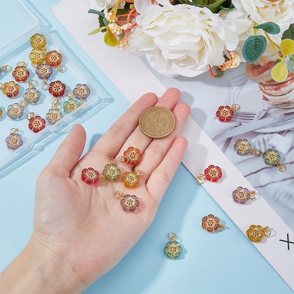 Millefiori Flower Glass Charms Glass Lampwork Connectors Glasses plum blossom bead pendant Colorful Spacer Loose Beads for DIY Necklace Bracelet Earrings Jewelry Making - Image 3