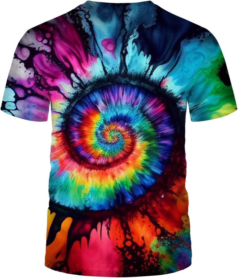 LAOLIUSN Funny Tie Dye T-Shirt Colorful Spiral Theme Tee Shirt - Image 3
