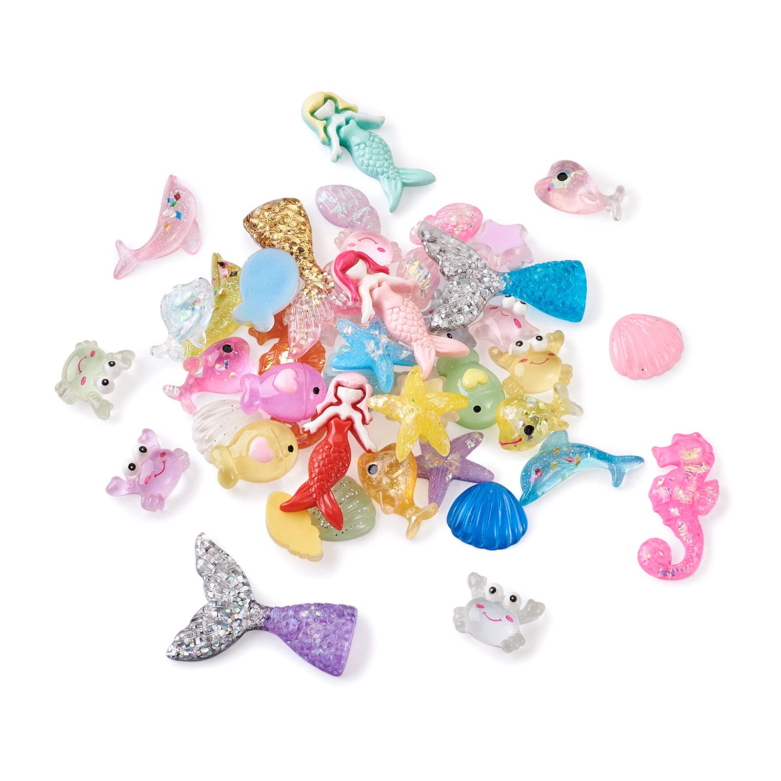 Amazon | Beadthoven 約110個 海のテーマ 樹脂カボション レジン