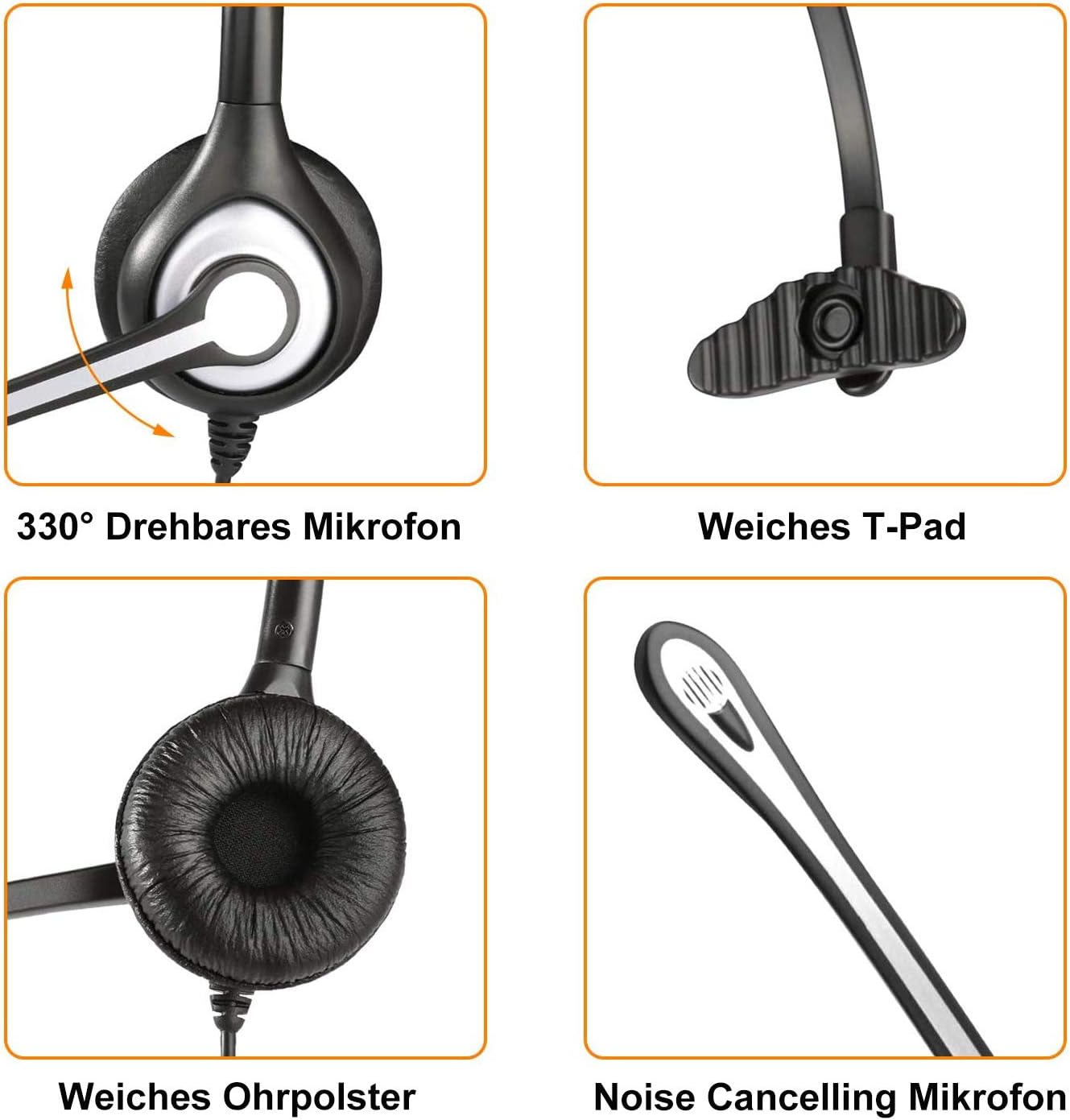 Auricolare Business per Skype Zoom Telelavoro MS Team Seminario Web  Chiamare Call Center Videoconferenza Cuffie PC Telefono Cellulare Wantek  Cuffie 3,5 mm con Microfono Cancellazione del Rumore Informatica  urban-earth.co.uk