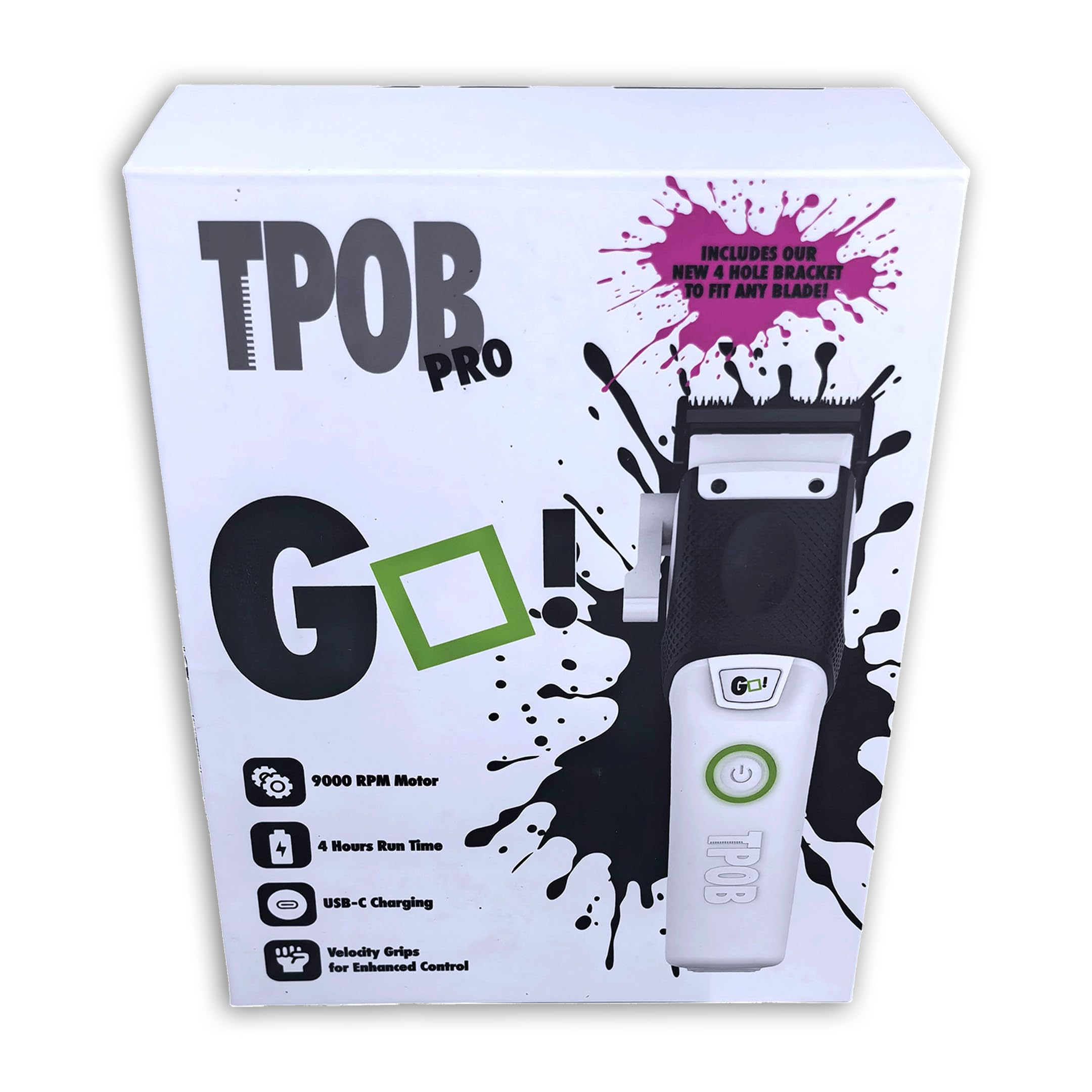 TPOB GO Barber - Tagliacapelli da uomo, 9000 giri/min, con impugnature in gomma (Whiteout)
