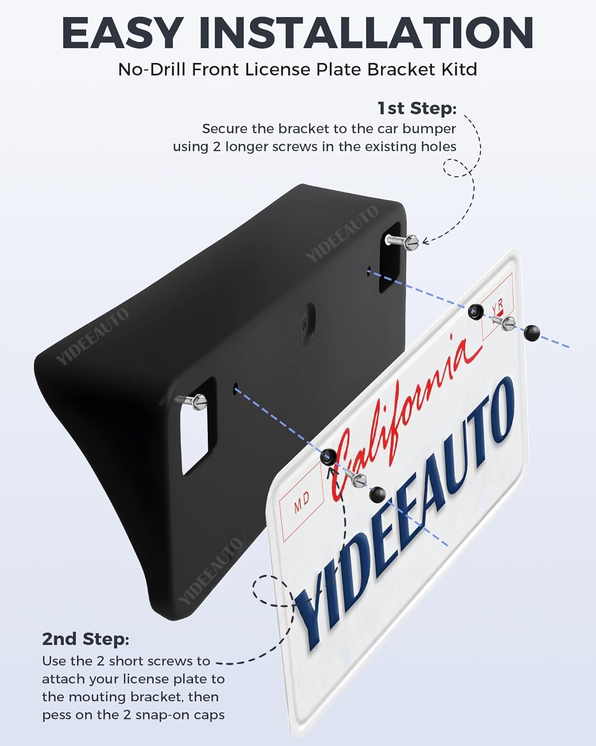 Front License Plate Mount Bracket for Toyota 4Runner 2014-2024 | Fits SR5, TRD Off-Road, TRD Pro, Trail | Replaces OE 5211435040 & TO1068130