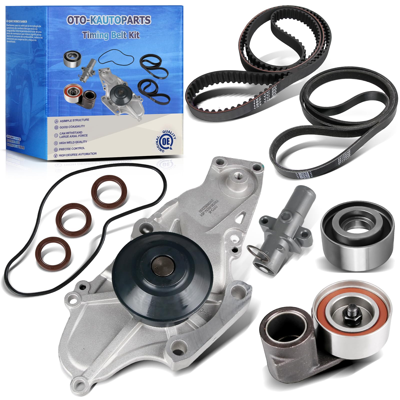 Photo 1 of OTO-K Timing Belt Kit with Water Pump Compatible with Honda Accord Crosstour Pilot Odyssey Ridgeline Acura MDX TL RDX RL TSX ZDX Saturn Vue 2003-2018 3.0L 3.2L 3.5L 3.7L V6 TKH002 TCKWP329 19200RDVJ01
