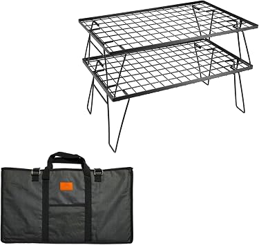 camping moon Foldable Multipurpose Stacking Storage Rack, Steel Plating Black