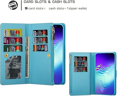 Miniatura 3 de Asuwish Funda de teléfono para Samsung Galaxy S10 5G con protector de pantalla de vidrio templado y correa para la muñeca de cuero con purpurina