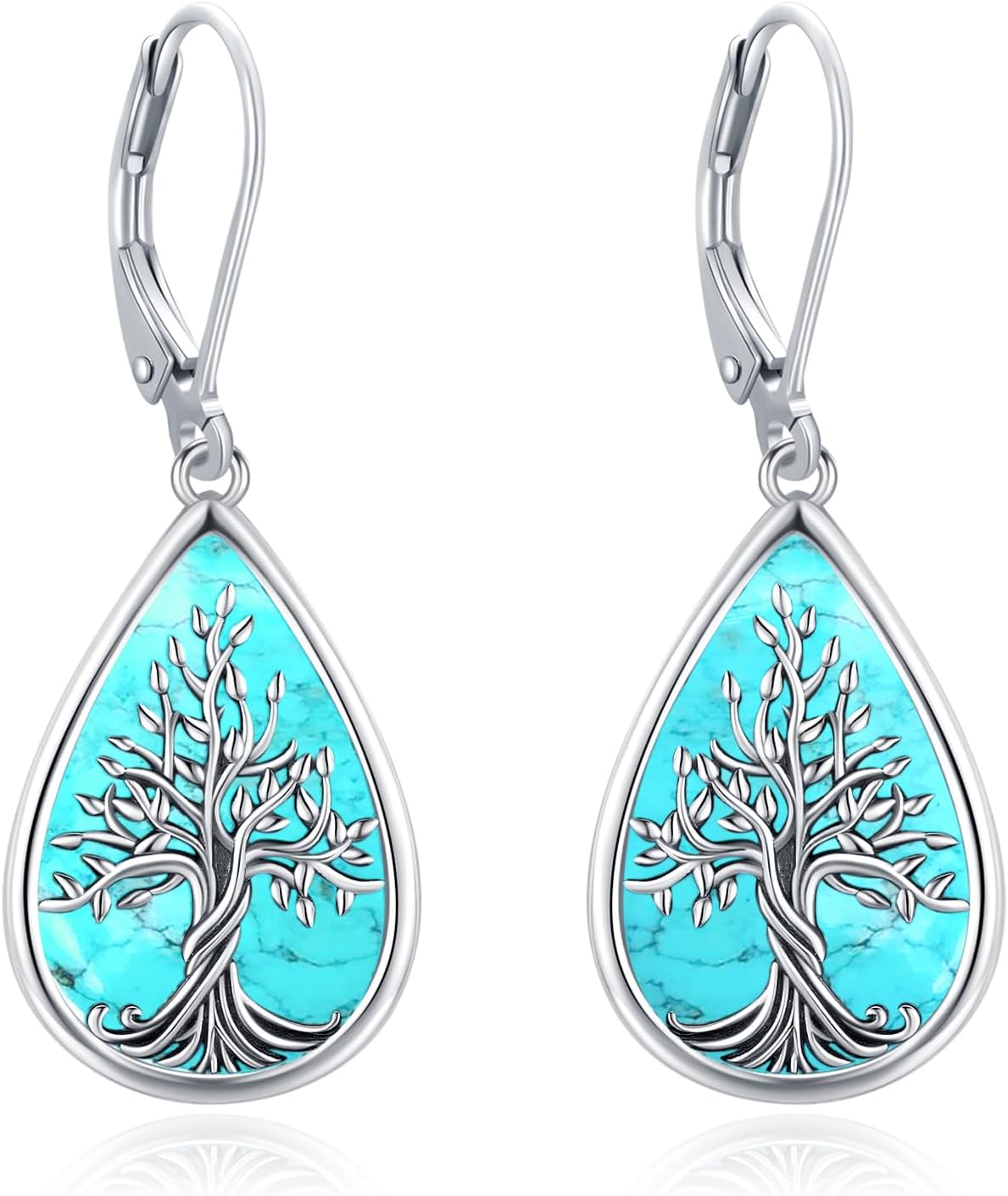 Dangle Earrings Sterling Silver Moonstone/Turquoise/CZ/Crystal Earrings for Women T...