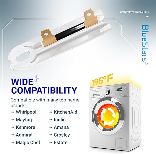 Miniatura 6 de Paquete de 4 fusible térmico para secadora 3392519 mejorado de BlueStars - Fácil de instalar - Compatible con secadores Whirlpool Kenmore -