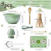 Vista 7 de Clay&Fire Juego de batidor de matcha, juego de matcha de cerámica, cuenco de matcha con boquilla y batidor, kit de té Matcha de 9 piezas