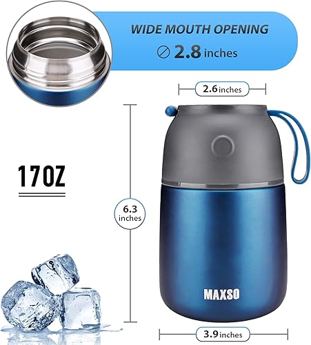 Miniatura 43 de Insulated Thermo Food Jar for Hot & Cold Food for Kids Adult, 17&24 oz Soup Thermal Hot Food Containers for Lunch, Triple Layer Insulation Stainless