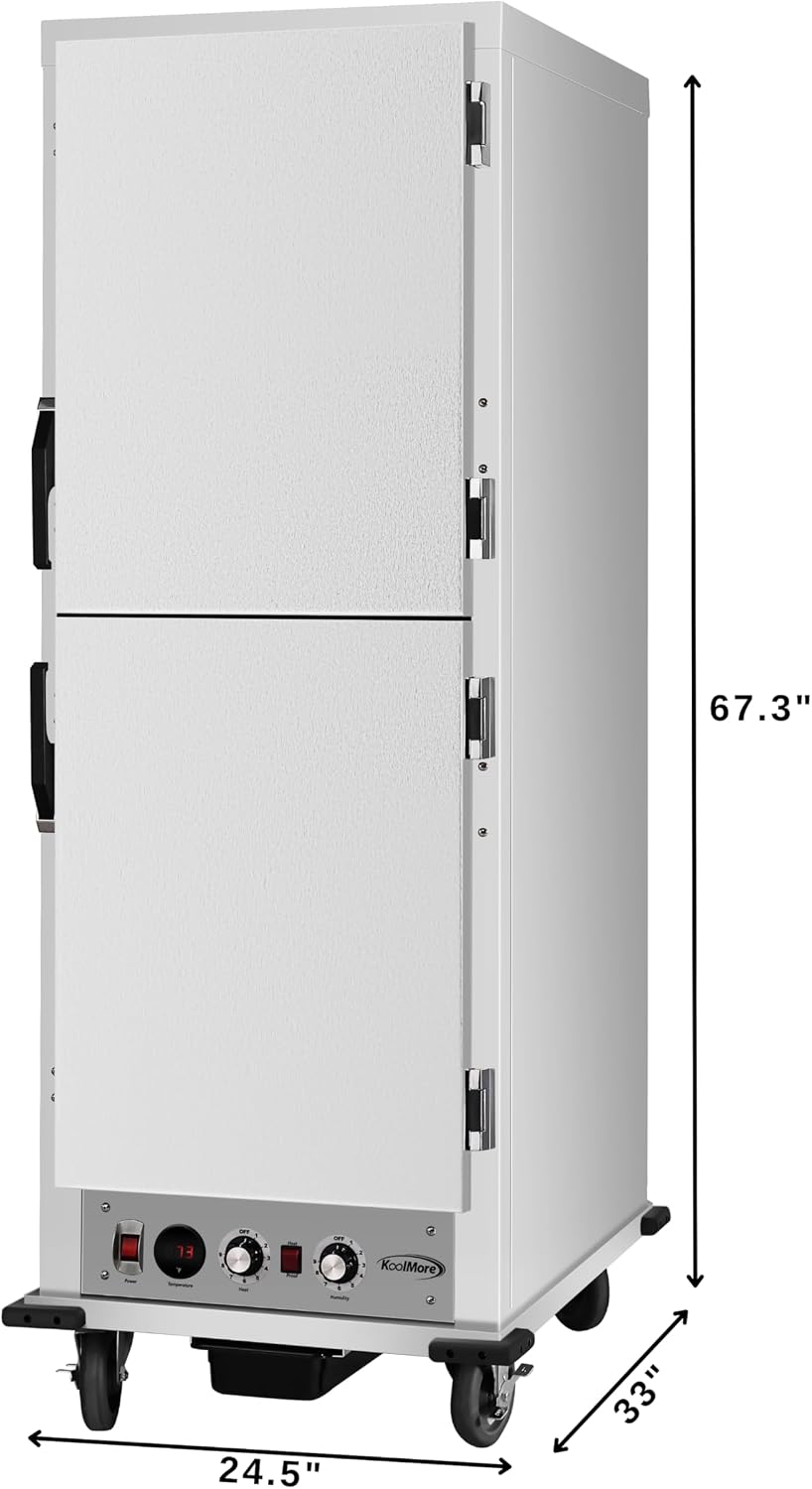 KoolMore 33 in. Commercial Insulated Heated Holding/Proofing Cabinet with 36-Pan Capacity and Solid Dutch Doors in Silver, UL and NSF Listed (KM-CHP36-SIDD)