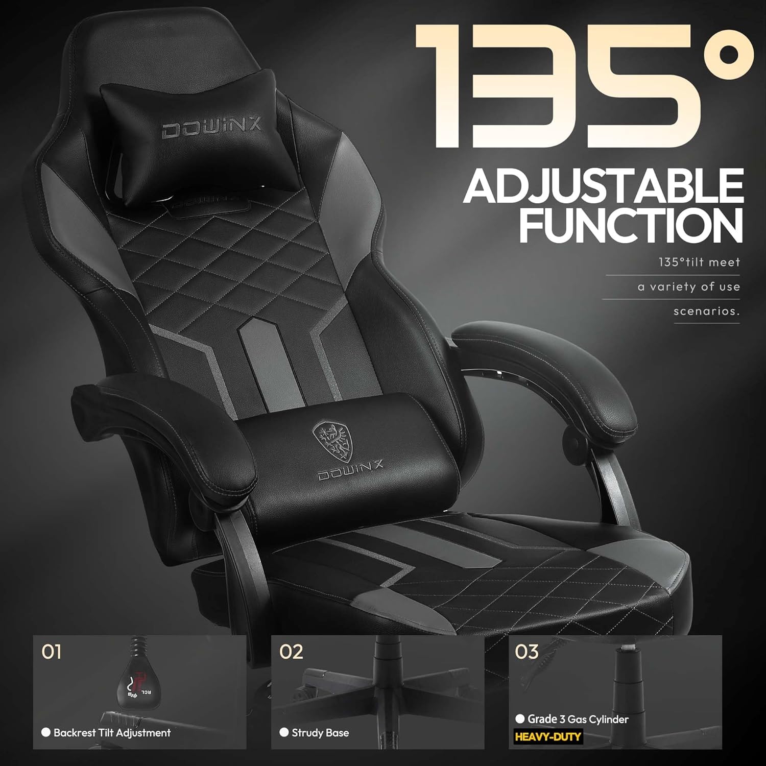 Dowinx Gaming Chair 135-degree adjustable function