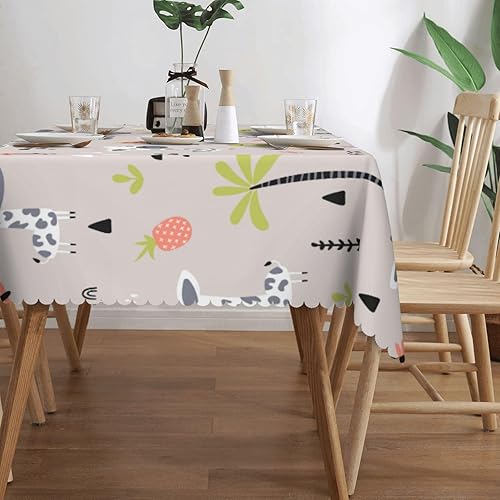 Miniatura 2 de Aimeryup Mantel rectangular con diseño de flores de árbol de jirafa, mantel impermeable rectangular para mesas rectangulares de 6 pies, manteles de