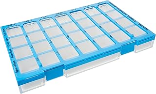 Ezy Dose Weekly (7-Day) Pill Organizer, Vitamin and Medicine Box, Large Compartments with Easy Fill Tray, 4 Times a Day, C...