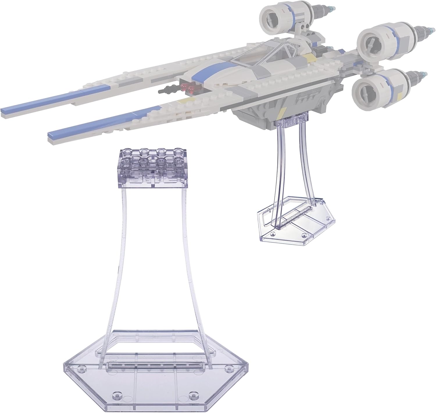 Display Stand for Lego 75399 Rebel U-Wing Starfighter, 75393 9493 75273 75301 75102 75218 X-Wing, 75347 TIE Bomber Kit, Flat Display no Angle, Plastic Transparent Display Stand only.
