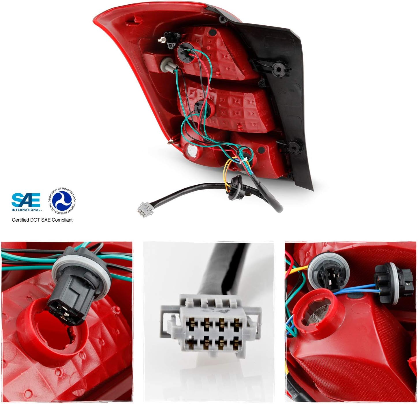 AKKON - Fits 2013 2014 2015 2016 Chevy Trax 17 18 19 Trax LS [Halogen Type] Red Len Tail Brake Lights Pair Driver + Passenger