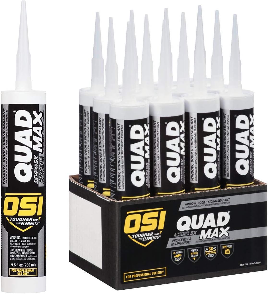 OSI Sealants 1868684 12 Pack 9.5 oz Quad Max Window, Door
