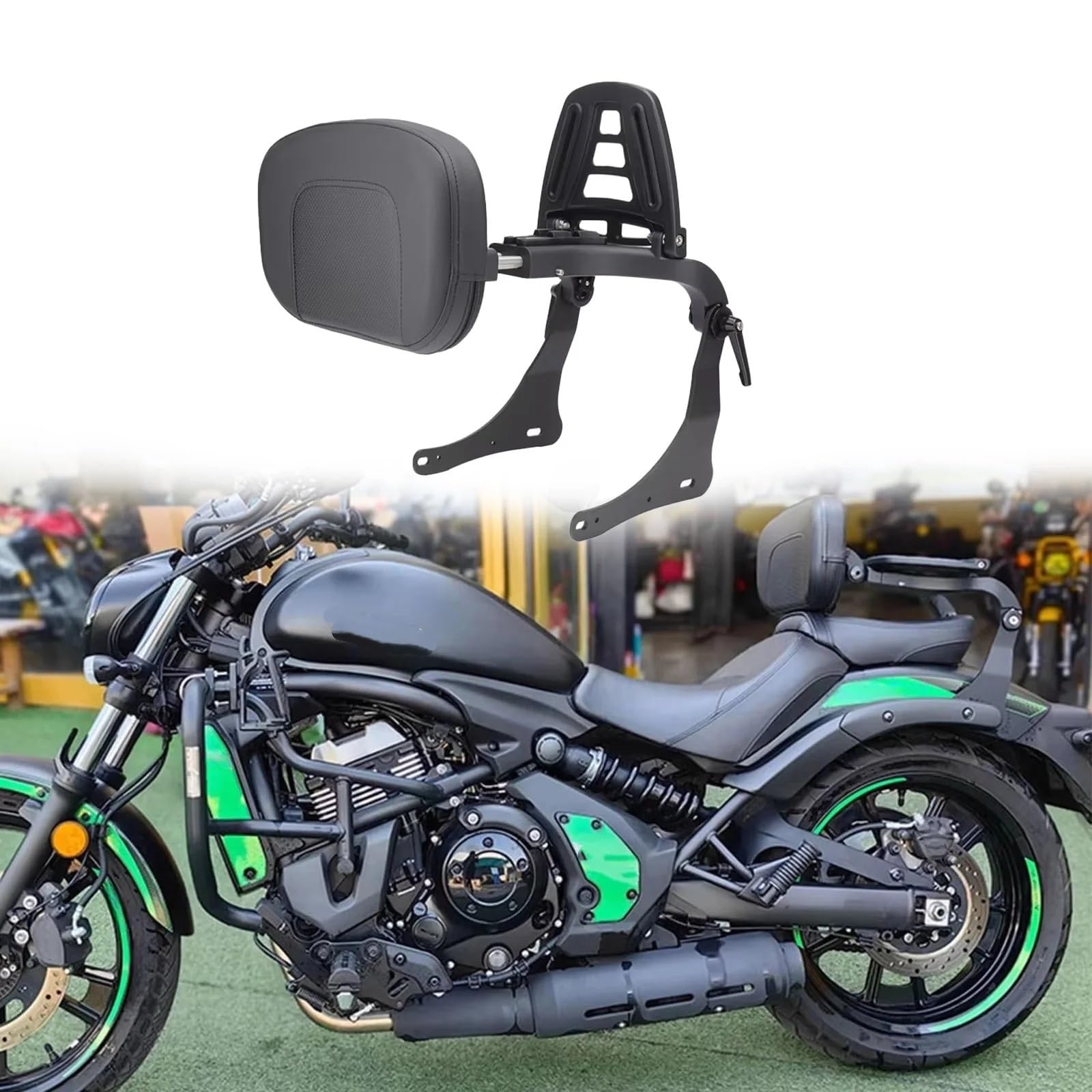 drążek Sissy z bagażnikiem Pasuje do Kawasaki 2015-2025 Vulcan S 650 EN650 VN650 regulowane składane oparcie kierowcy kierowcy Sissy Bar(Brown Pad Black Bar)