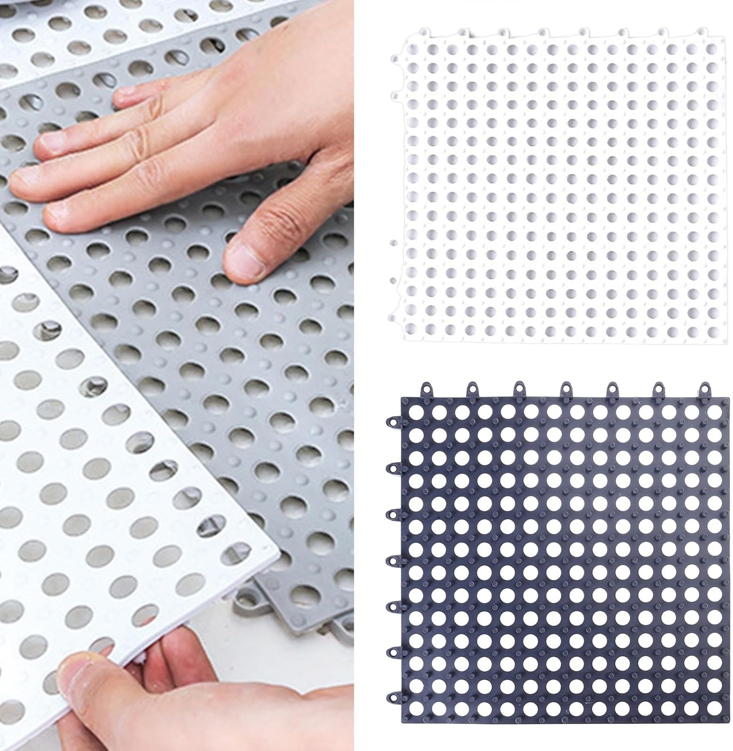 スプライス可能なバスマット バスルームフロアマット 家庭用バスルーム シャワールーム 中空疎水性ノンスリップマットデコレーション