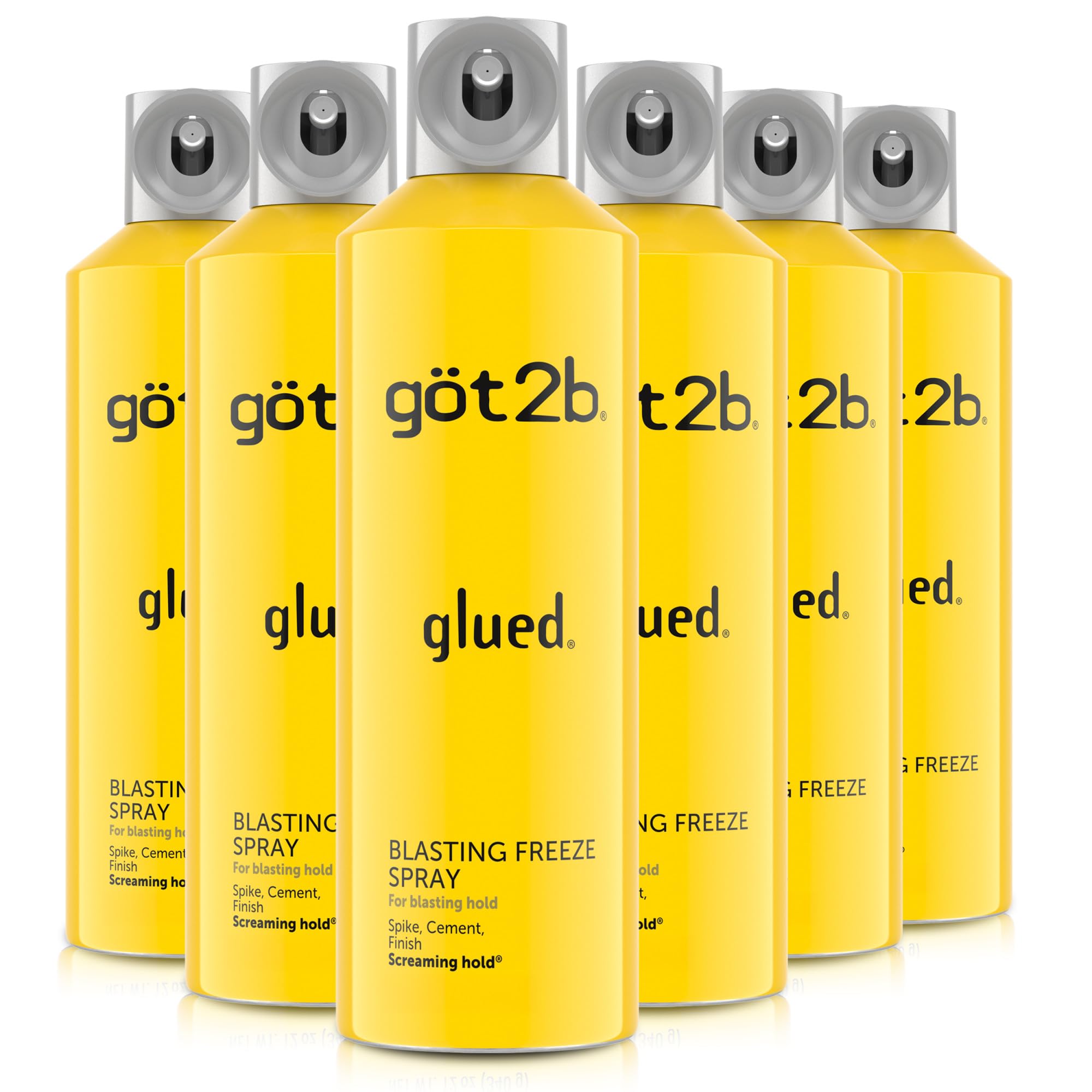 got2b Glued Blasting Freeze Hair Spray, 12 Fl Oz, Pack of 6, Extra Strong Holding Spray for Spikes & Styles, Long-Lasting All-Day Hold, Wind-Tested, Humidity-Resistant, Washes Out Easily