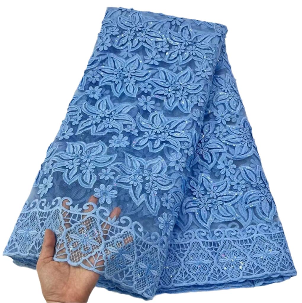 Tissu Français Blanc De Dentelle Avec Le Matériel Nigérien Africain De Maille De Broderie De Tissu Net De Paillettes