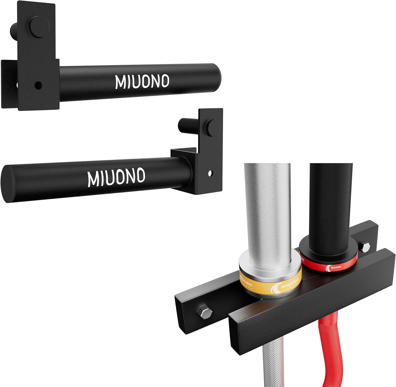 Barbell Holder and Weight Plate Holder Storage for 2X2 Power Rack Attachments Bundle