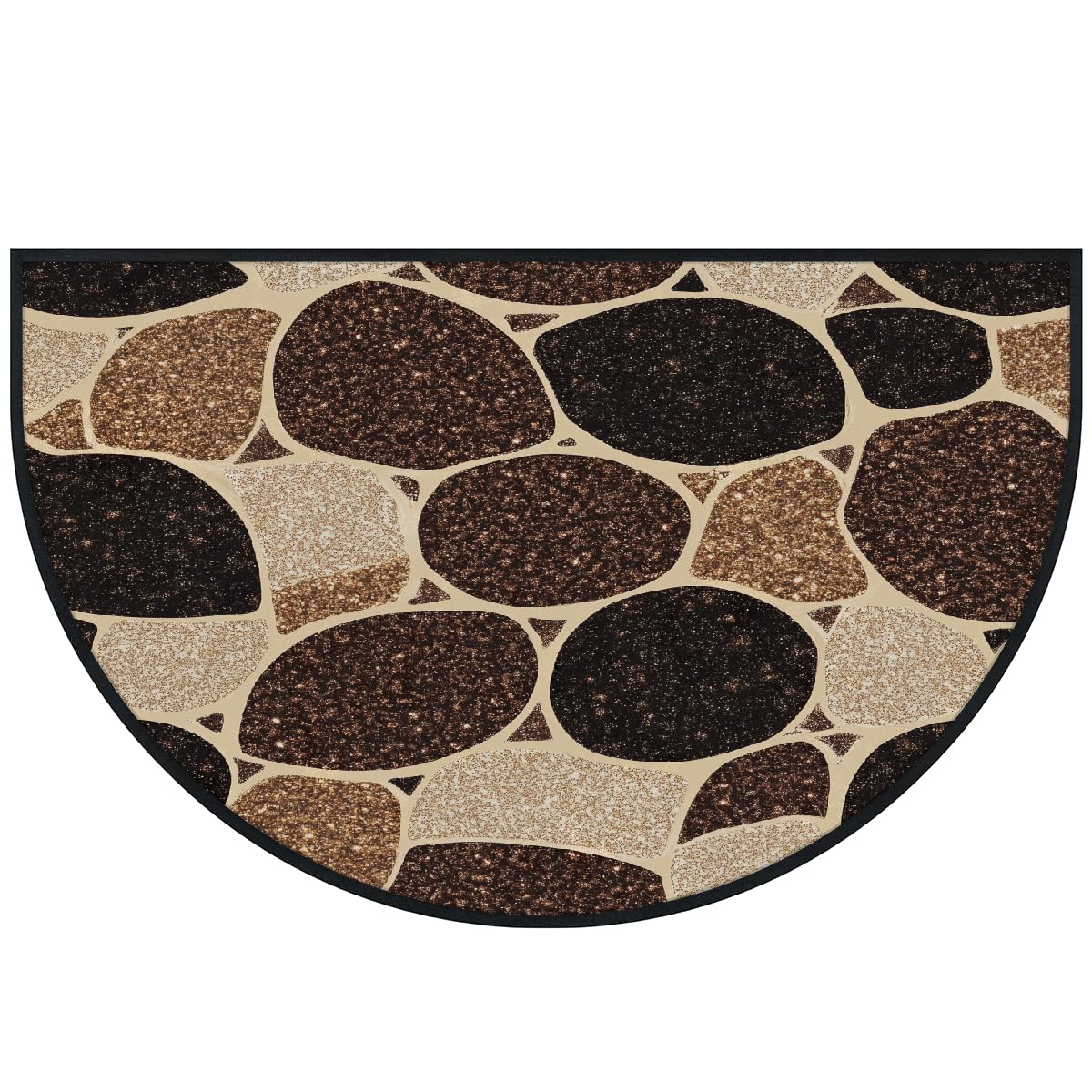 Mexpekil Paillasson demi-cercle antidérapant lavable en forme de demi-lune pour intérieur et extérieur - Motif pierre pailletée - 100 x 160 cm