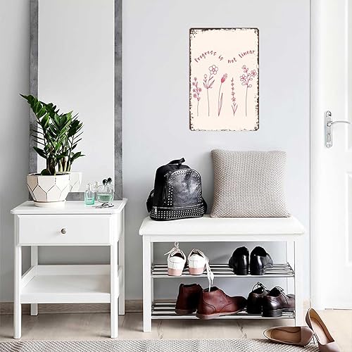 Miniatura 4 de Cartel de letreros divertidos "El progreso no es lineal", arte de pared de metal para oficina, dormitorio, bar, garaje, decoración de 8 x 12 pulgadas