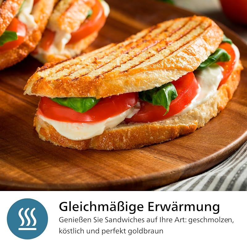 Philips Sandwichmaker 5000 750W Panini Grill Waffle Fekete/Ezüst