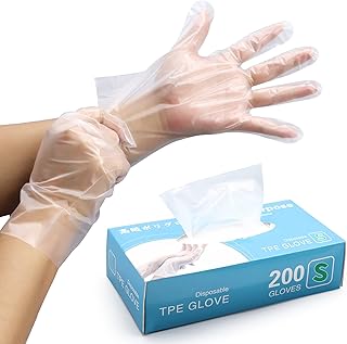 POPMISOLER 200Pcs Sushi gloves Disposable gloves,Disposable Gloves Food Safe,Disposable TPE Gloves,Cleaning Gloves for Kitchen Cooking Food Handling (S)