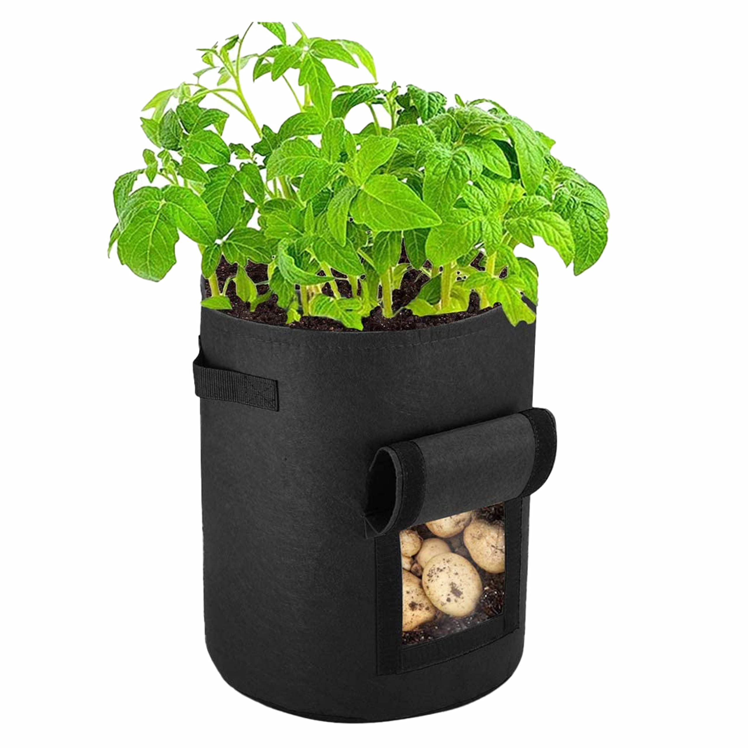 Sul Black Potato Grow Bag 10 Gallon Non-Woven Fabrics Plant Growing Vegetable Bags For Vegetables, Potato, Tomatoes, Fruits, Carrot, Garden Soil Bag - 2Pk