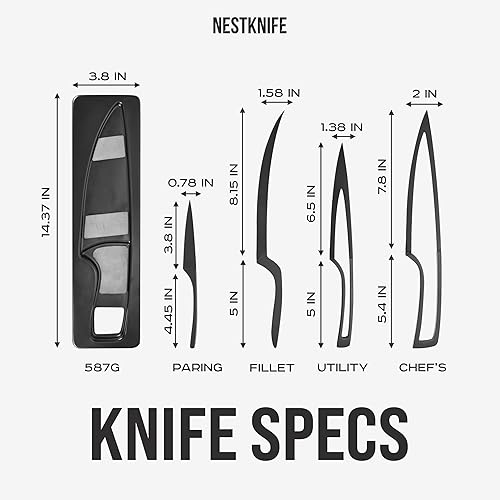 Miniatura 5 de Juego de cuchillos de cocina de acero inoxidable, juego de 4 cuchillos de chef, diseño ergonómico de cuchillos de chef, modernos cuchillos de acero