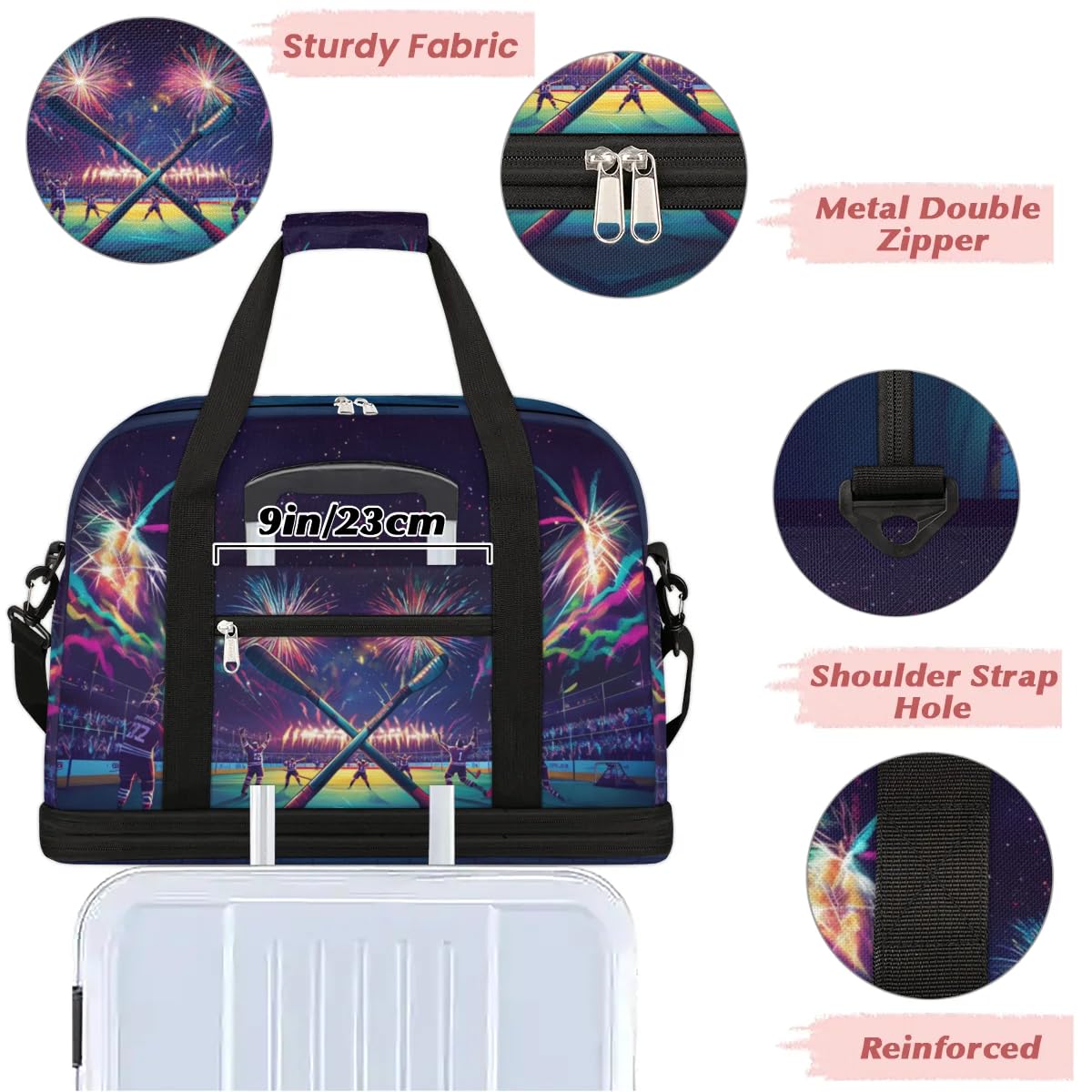 Sac de sport de hockey pour homme et femme, sac de week-end, sac fourre-tout pliable et séparé, 47 l pour sport, gym, yoga, couleur, 47 L, Organiseur de sac