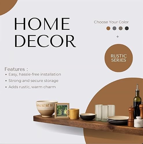 Miniatura 4 de Joel's Antiques - Estante de pared flotante  Decoración de madera de 60 pulgadas y estante largo para chimenea, estantería y granja  Soporte rústico