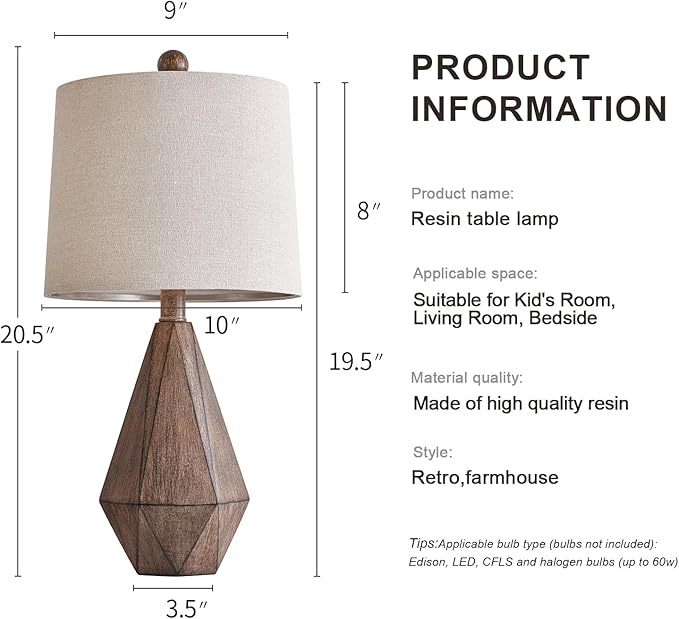Lámpara de Mesa PoKat Retro 20.25" - Set de 2 - Resina miniatura 7