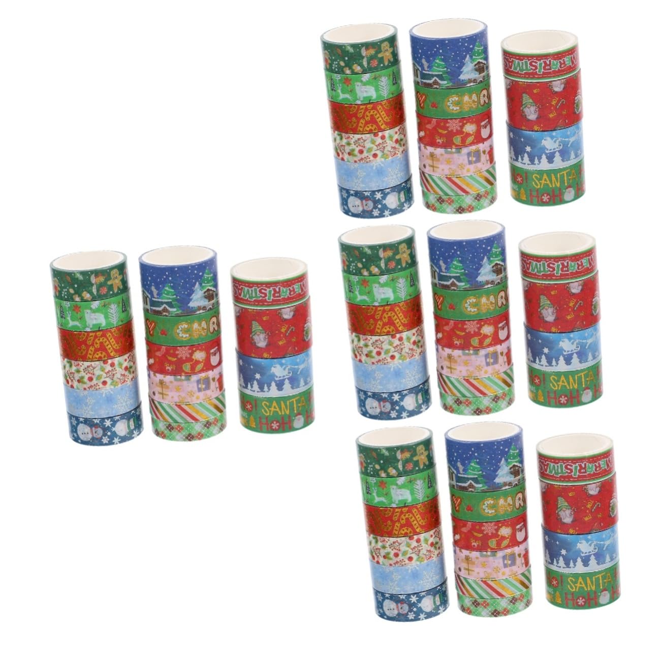 Operitacx 4 Set Nastro Washi Natalizio Con Stampa A Caldo Adesivi Decorativi Fai Da Te 16 Pezzi 3 M/Rotolo Nastro Per Abbellimenti Di Scrapbooking Etichette A Pois Adesivi 16 * 4