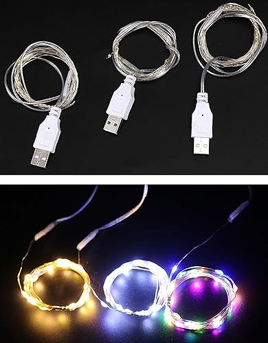 Miniatura 6 de Sokelinn-six Guirnalda de luces LED de 6.6 ft, 20 LED, alimentada por USB, para escritorio, oficina, árbol de Navidad, decoración de fiesta (blanco,