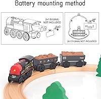 Vista 5 de Tren motorizado para pista de madera, tren de control remoto con conexión magnética, locomotoras operadas por batería para niños pequeños