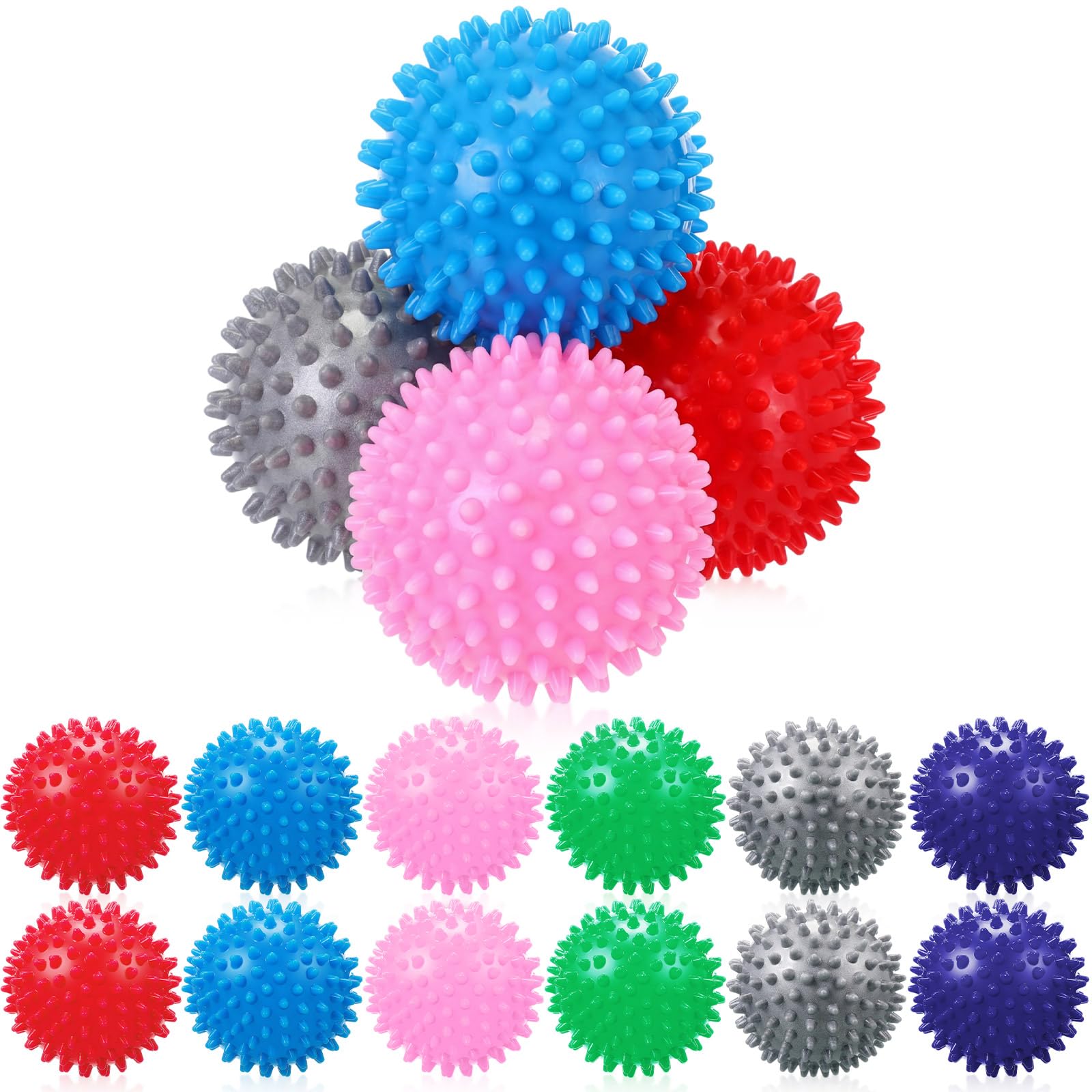 Liliful 12 bolas de masaje con pinchos, rodillo de bola de pie duro, entrenador de arco de pie firme para tejido profundo, fascitis plantar, pies, espalda, manos, dolor muscular, ejercicio, 3 pulgadas