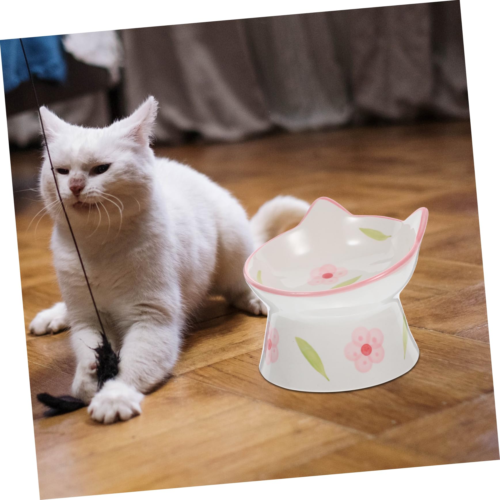 INOOMP 2 Stück Erhöhte Katzennäpfe aus Keramik rutschfeste Futterschalen für Katzen Spülmaschinenfeste Wassernäpfe für Haustierfütterung