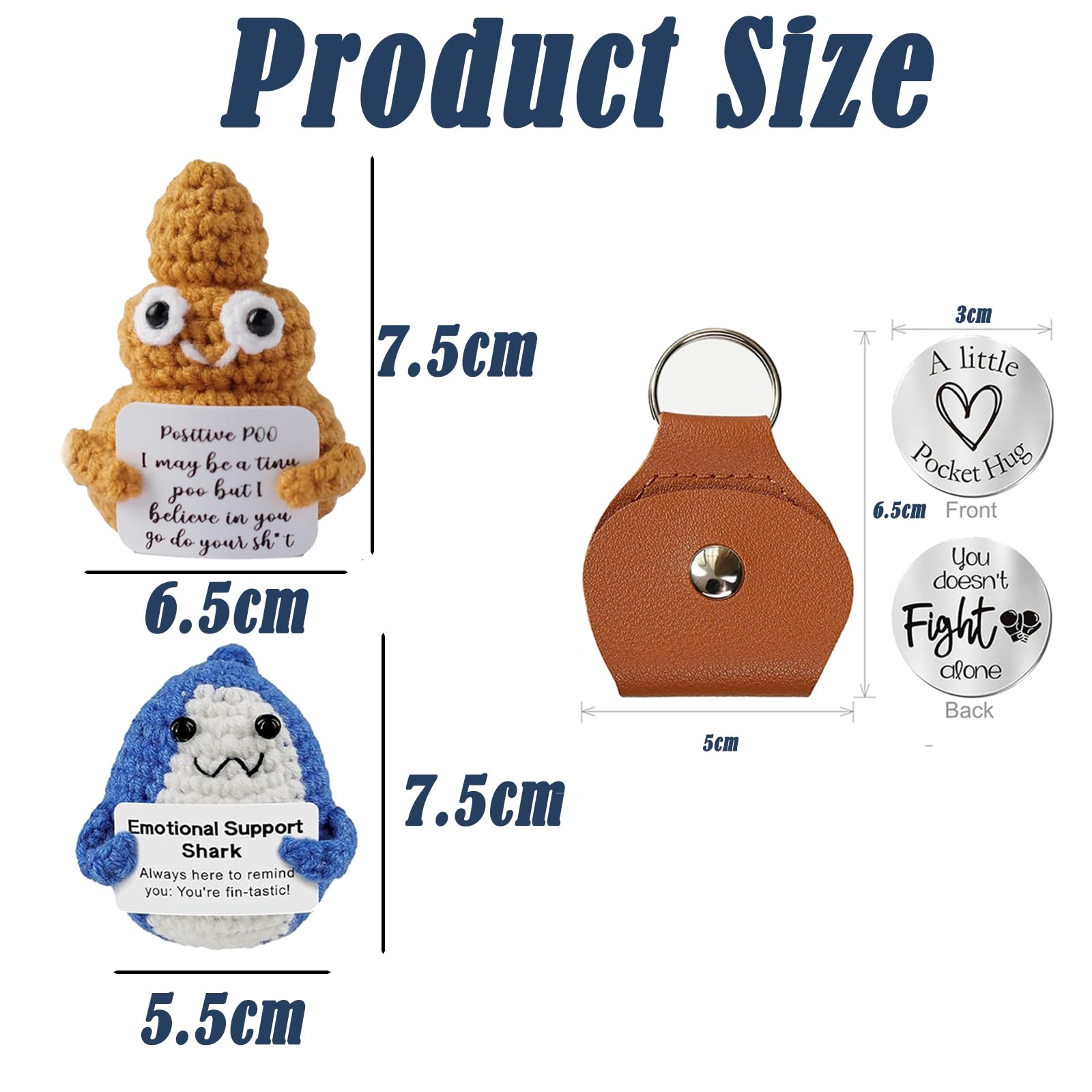 4 PCS Emotional Support Gift, Positive Poo, Positive Penguin, Emotional Support Shark, Pocket Hug - Image 2