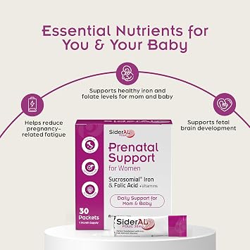 SiderAL Prenatal Vitamins for Women | Clinically Proven Iron Supplement for Women with Folic Acid, Vitamin C, D, B6, B12 | Trusted Multivitamin for Pregnancy & Energy Support | 30 Powder Sticks