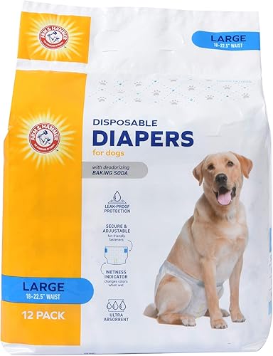 Arm & Hammer Pañales para perros hembras, tamaño grande, 12 unidades  Pañales ultraabsorbentes y ajustables para perras con protección a prueba de