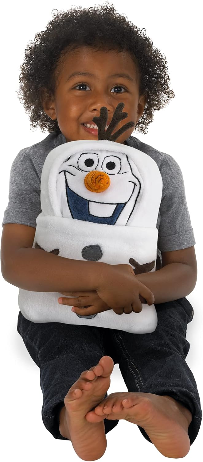 NoJo Disney Frozen Winter Cheer White, Orange, Brown Olaf Character Shaped Blanket