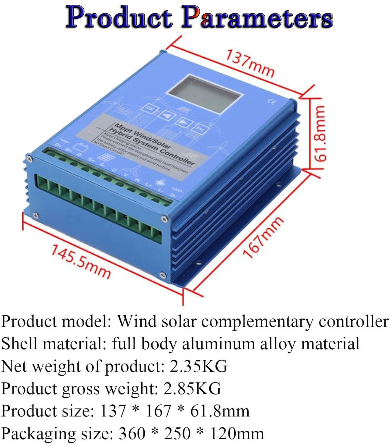 Regolatore di carica ibrido per turbina eolica e pannello solare, regolatore 12 V/24 V/48 V con schermo LCD, soluzione efficiente per la gestione dell'alimentazione