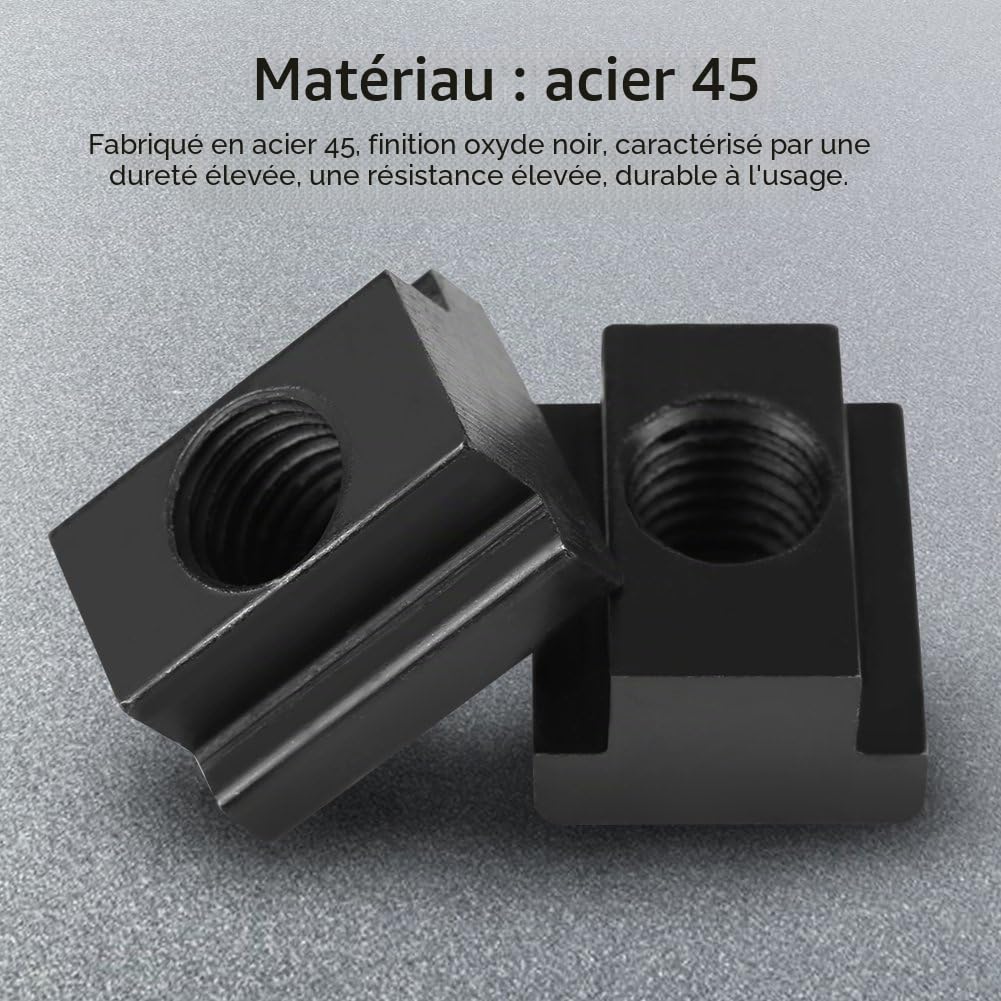 M14 à Rainure en T en Acier Noir Plaqué Oxyde, Walfront Paquet de Ecrous à Rainure pour Rails de Plate-forme de Camion Accessoires et Attaches, s'Intègrent dans les Tableaux de Machines-outils