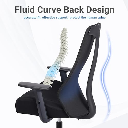 Miniatura 5 de HYLONE Silla de oficina ergonómica, silla de respaldo alto de 5 pulgadas, silla de escritorio de asiento grueso con reposabrazos ajustables, sillas