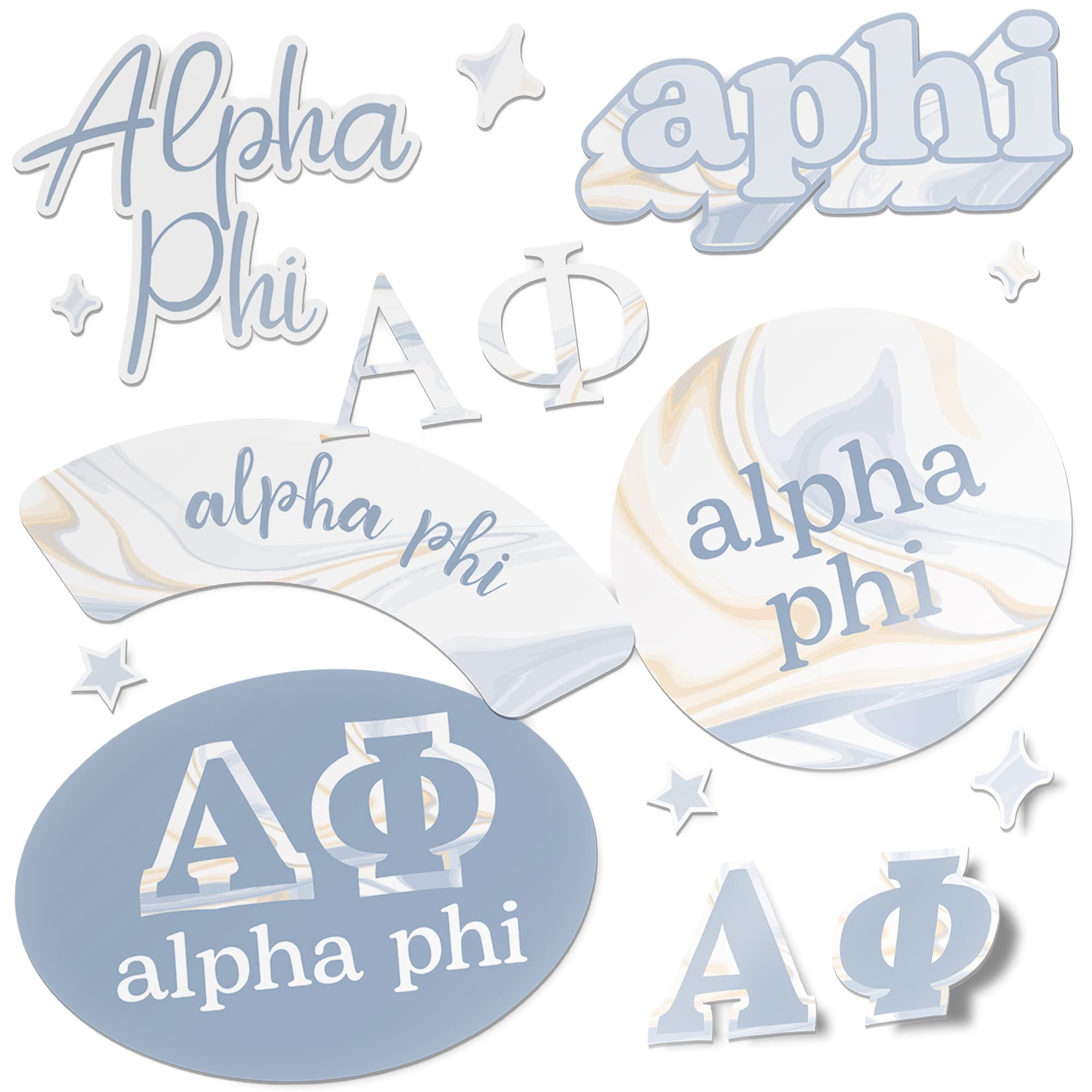 Desert CactusAlpha Phi Stickers Sorority Marble Decal Laptop Water Bottle Car (Marble Sheet)